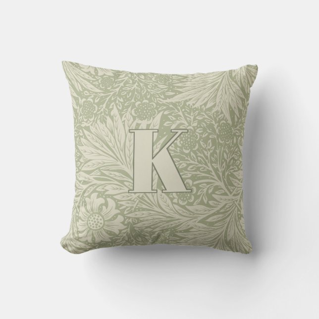 Vintag William Morris Marigold Pattern Monogram Kissen (Vorderseite)