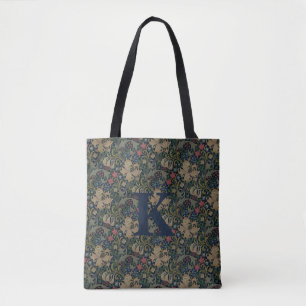 Vintag William Morris Navy Blue Red Chrysanthemum
