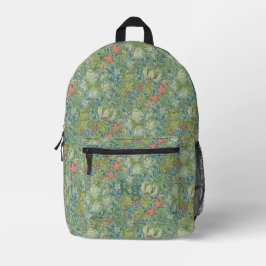 Vintag William Morris Navy Blue Red Chrysanthemum Bedruckter Rucksack
