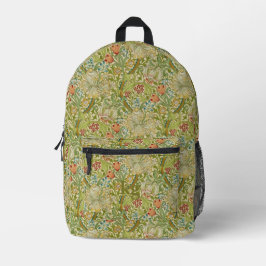 Vintag William Morris Navy Blue Red Chrysanthemum Bedruckter Rucksack