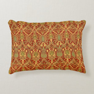 Vintag William Morris Pattern Red Turquoise Gold Dekokissen
