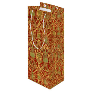 Vintag William Morris Pattern Red Turquoise Gold Geschenktüte Für Weinflaschen