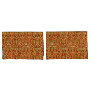 Vintag William Morris Pattern Red Turquoise Gold Kissenbezug