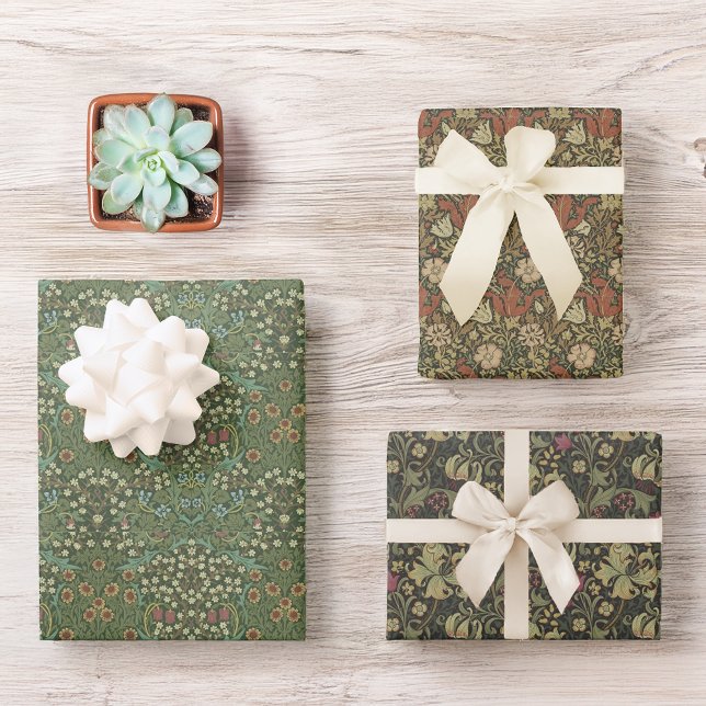 Vintag William Morris Patterns Floral Green Geschenkpapier Set (Von Creator hochgeladen)