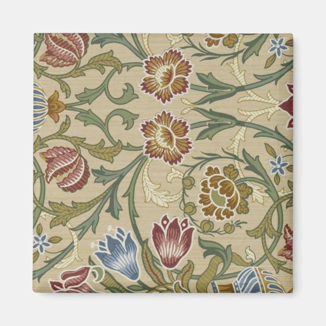Vintag William Morris Pink Blue Brocade Magnet (Vorne)