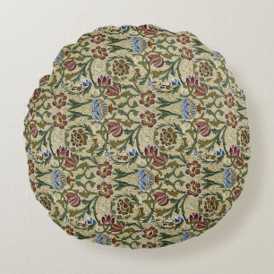 Vintag William Morris Pink Blue Brocade Rundes Kissen
