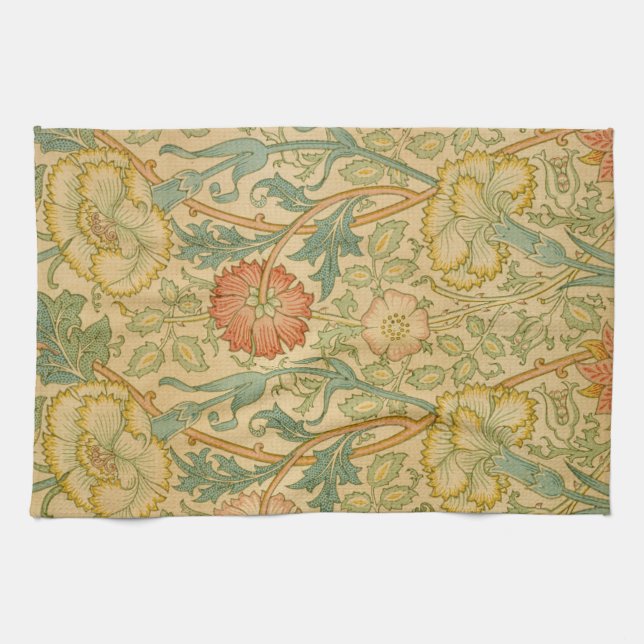 Vintag William Morris Pink und Rose Geschirrtuch (Horizontal)