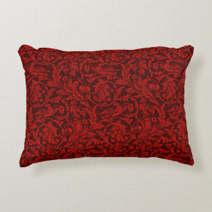 Vintag William Morris Red Birds Foliage Frucht Dekokissen
