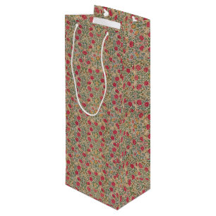 Vintag William Morris Rose Pink Yellow Bird Flor Geschenktüte Für Weinflaschen