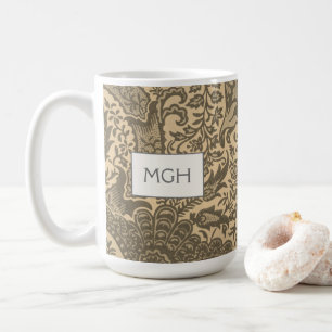 Vintag William Morris Sepia Botanical Monogram Kaffeetasse