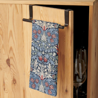 Vintag William Morris Snakeshead Fritillary Red Geschirrtuch