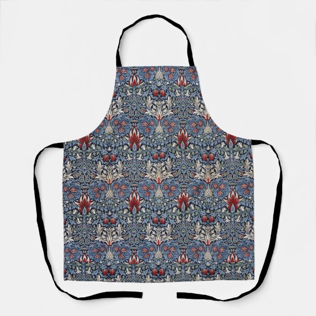 Vintag William Morris Snakeshead Fritillary Red Schürze (Vorderseite)
