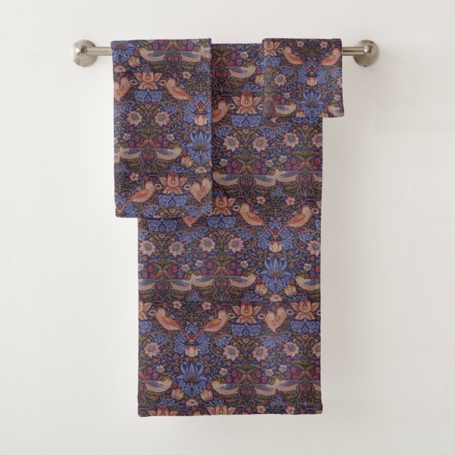Vintag William Morris Strawberry Thief Badhandtuch Set (Insitu)