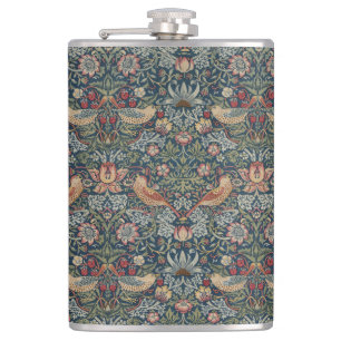 Vintag William Morris Strawberry Thief Flachmann