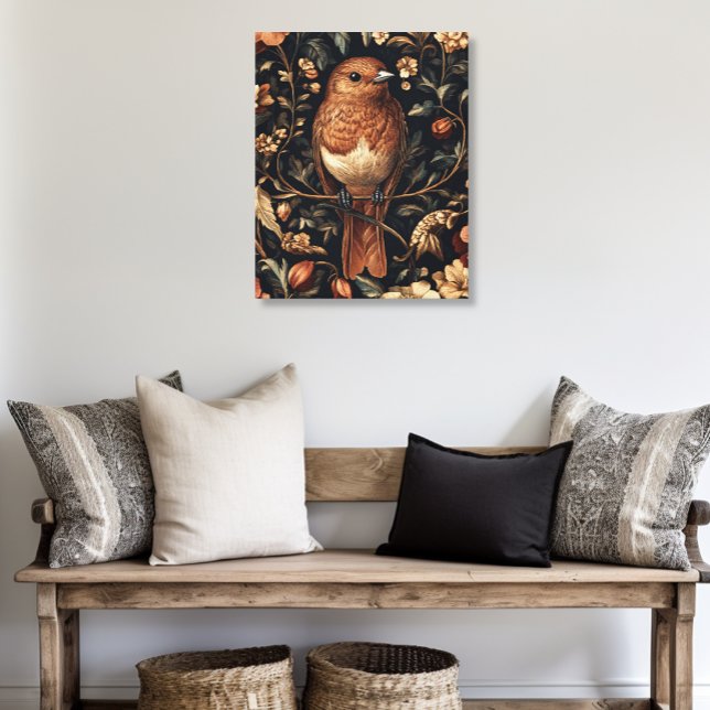 Vintag William Morris Style Bird Vines Leinwanddruck (Von Creator hochgeladen)