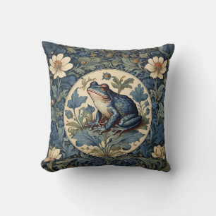 Vintag William Morris Style Blue Frog Cushion Kissen
