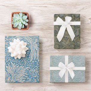 Vintag William Morris Verlasst Blaue Muster Geschenkpapier Set