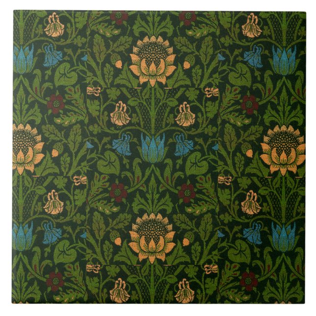 Vintag William Morris Violet und Columbine Fliese (Vorderseite)