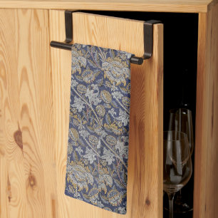 Vintag William Morris Wey Pattern Blue Background Geschirrtuch