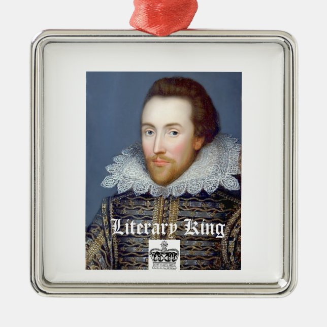 Vintag William Shakespeare Weihnachtsdekoration Silbernes Ornament (Vorne)