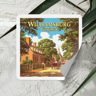 Vintag Williamsburg Virginia Quadratischer Aufkleber