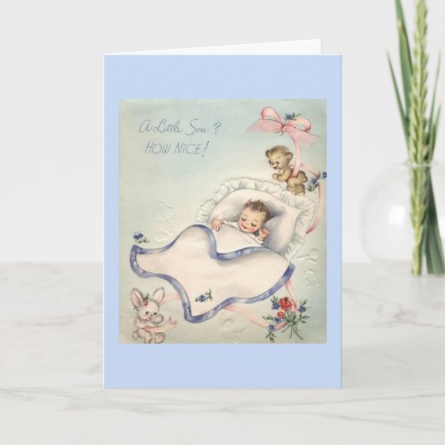 Vintag - Willkommen zu Ihrem kleinen Sohn, Karte (Vorderseite)