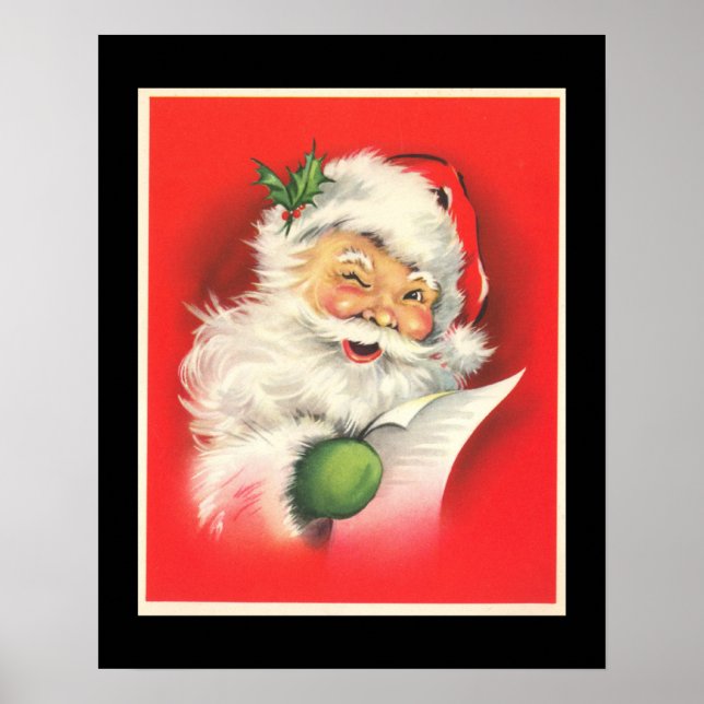 Vintag Winking Jolly Santa Claus - Poster (Vorne)