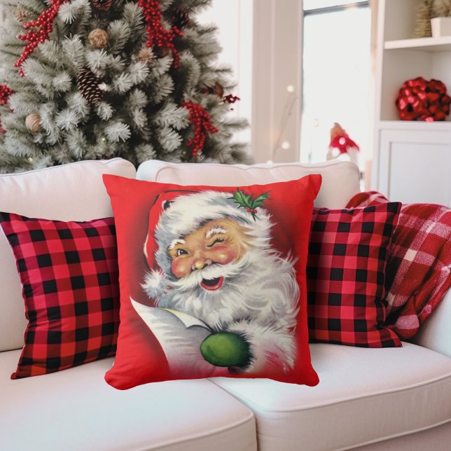 Vintag Winking Santa Claus Kissen (Vintage Winking Santa Claus Throw Pillow)
