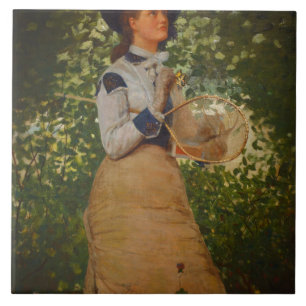 Vintag Winslow Homer The Butterfly Girl Fliese
