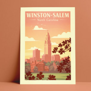 Vintag Winston-Salem North Carolina Postkarte