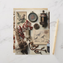 Vintag Winter Ephemera Scrapbook Paper