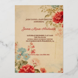 Vintag Winter Floral Weihnachtsdusche Folieneinladung