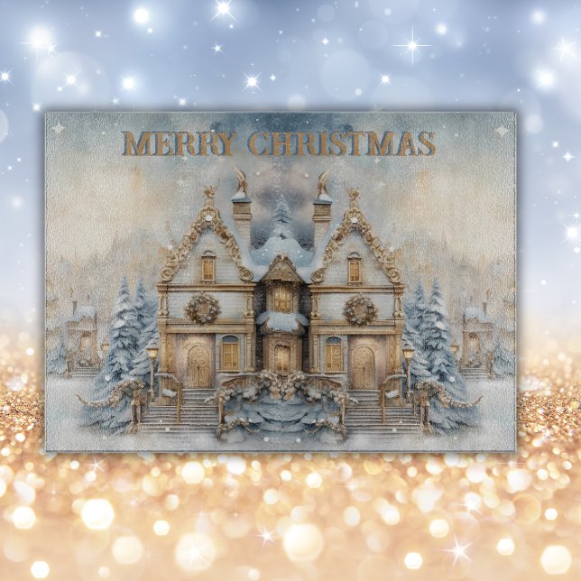 Vintag Winter Frohe Weihnachtsmonogramm | groß Schneidebrett (Von Creator hochgeladen)