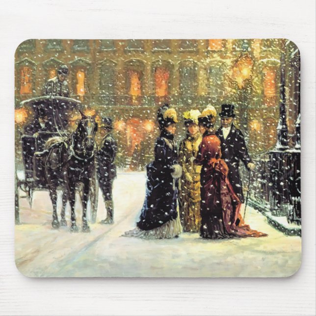Vintag Winter Pariser Szene Weihnachtsgeschenk Mousepad (Vorne)