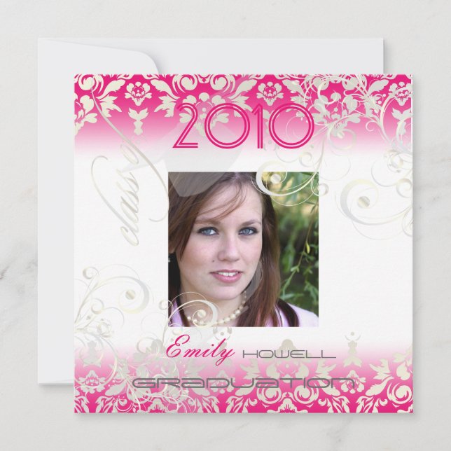 Vintag/Wirbel/Damast/Abschlüsse, anpassbar Einladung (Vorderseite)