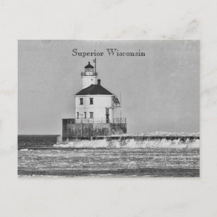 Vintag Wisconsin Lighthouse Postkarte