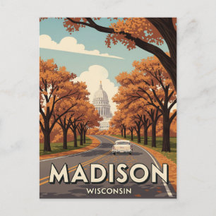 Vintag Wisconsin Madison Staat Hauptstadt Postkarte