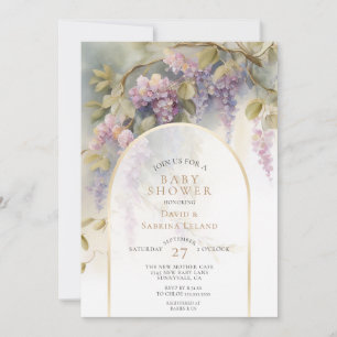 Vintag Wisteria Floral Watercolor Babydusche Einladung
