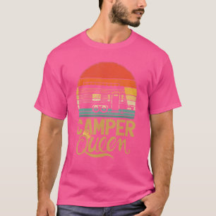 Vintag Women Girl Camper Queen Camping T-Shirt