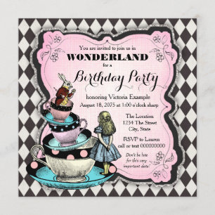 Vintag Wonderland Birthday Party Einladung