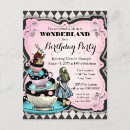 Vintag Wonderland Birthday Party Einladung