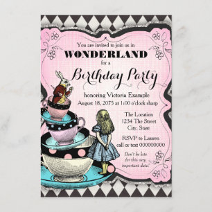 Vintag Wonderland Birthday Party Einladung