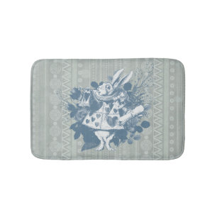 Vintag Wonderland White Rabbit Herald Badematte