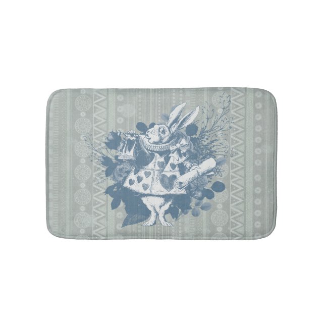 Vintag Wonderland White Rabbit Herald Badematte (Vorderseite)