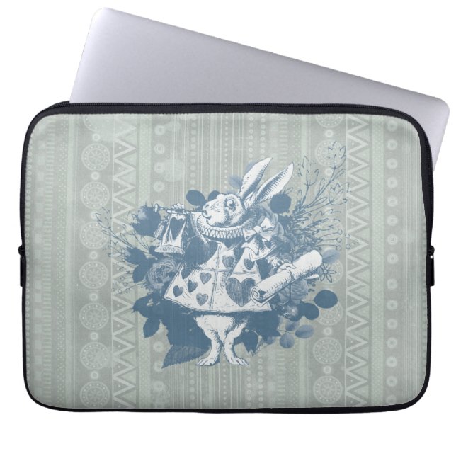 Vintag Wonderland White Rabbit Herald Laptopschutzhülle (Vorderseite)