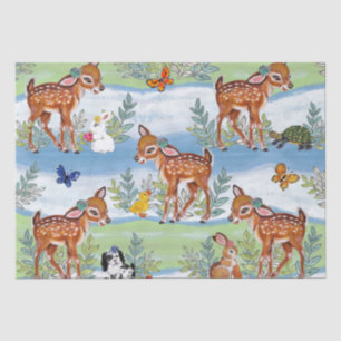 Vintag Woodland Faunny Bunny Duppy Puppy Child Bab Seidenpapier