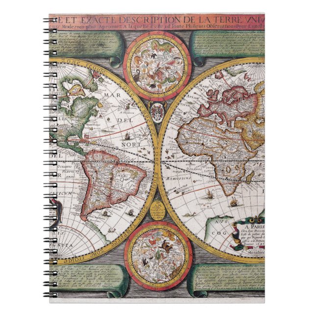 Vintag-World-Map-Explorer-Notebook Notizblock (Vorderseite)