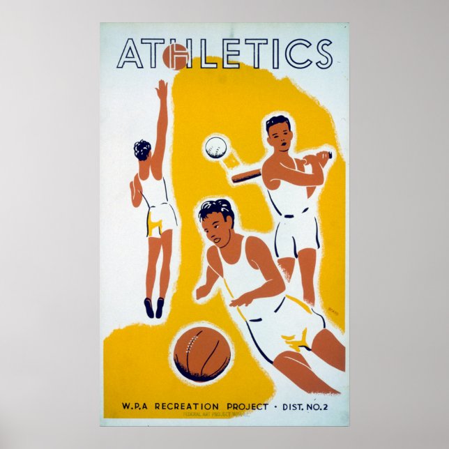 Vintag WPA Athletics Basketball Baseball Poster (Vorne)