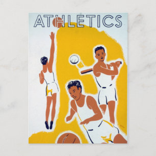 Vintag WPA Athletics Basketball Baseball Postkarte
