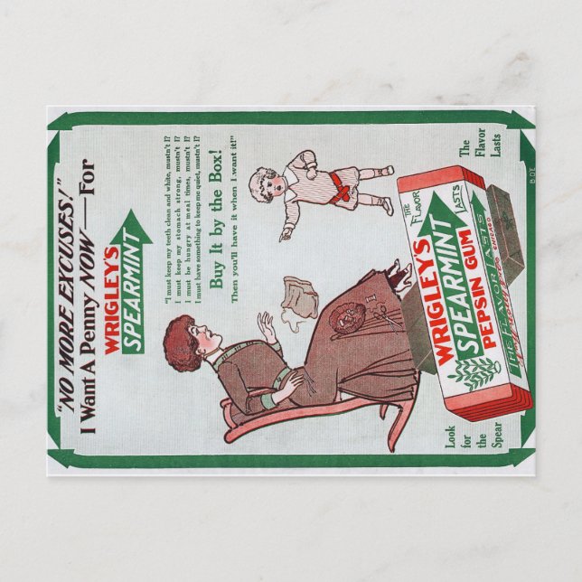 Vintag Wrigley's Gum Ad Postcard Postkarte (Vorderseite)